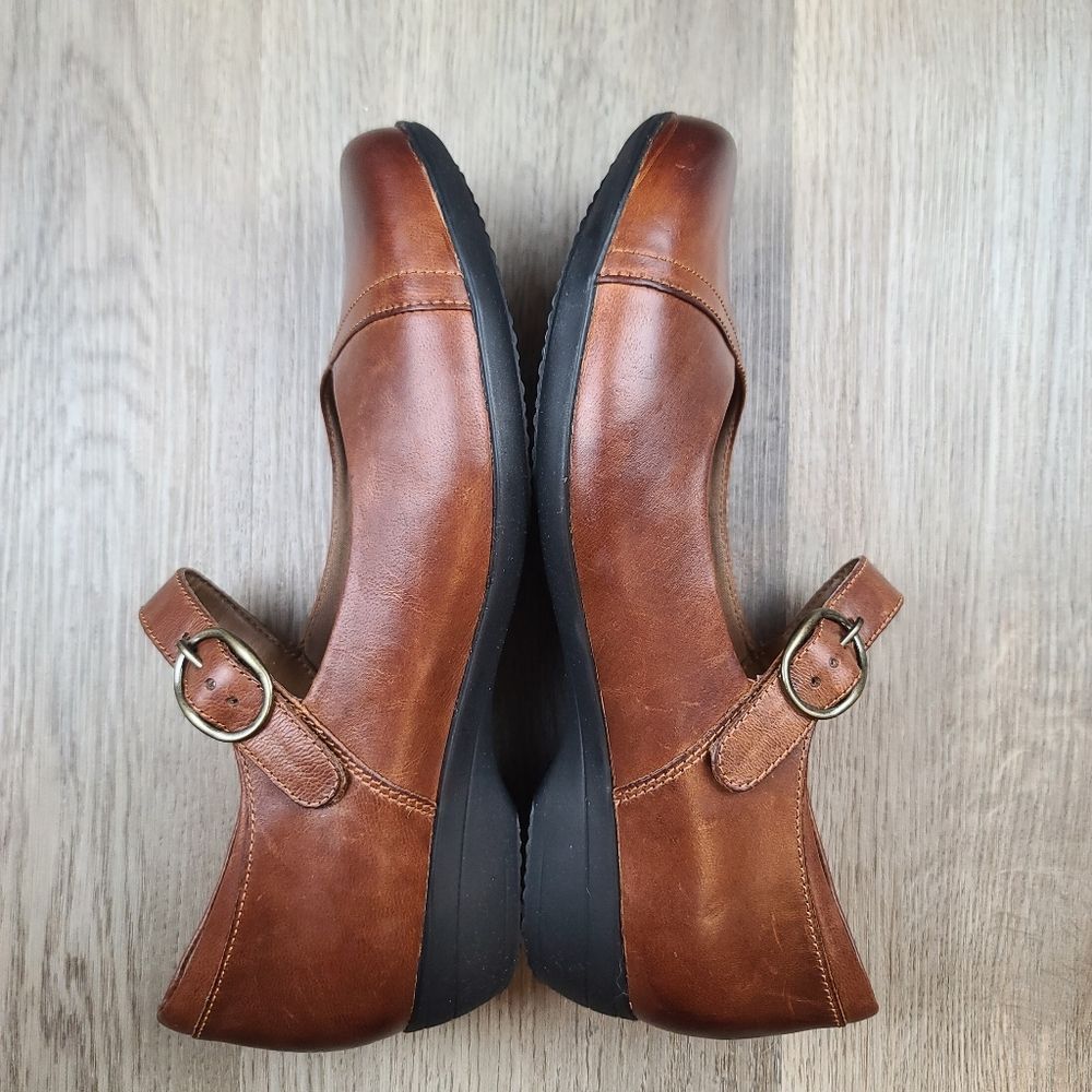 NWOB Dansko Fawna Mary Jane Chestnut Burnished Calf Leather Shoes size 9 - Picture 10 of 14
